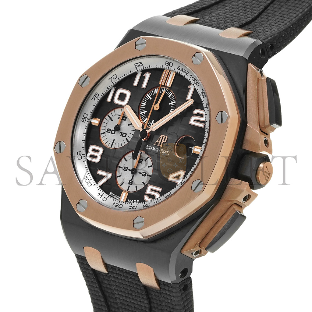 audemars P*g*et royal oak offshore black ceramic 44mm smoked grey roman dial watch 26405nr.oo.a002ca.01